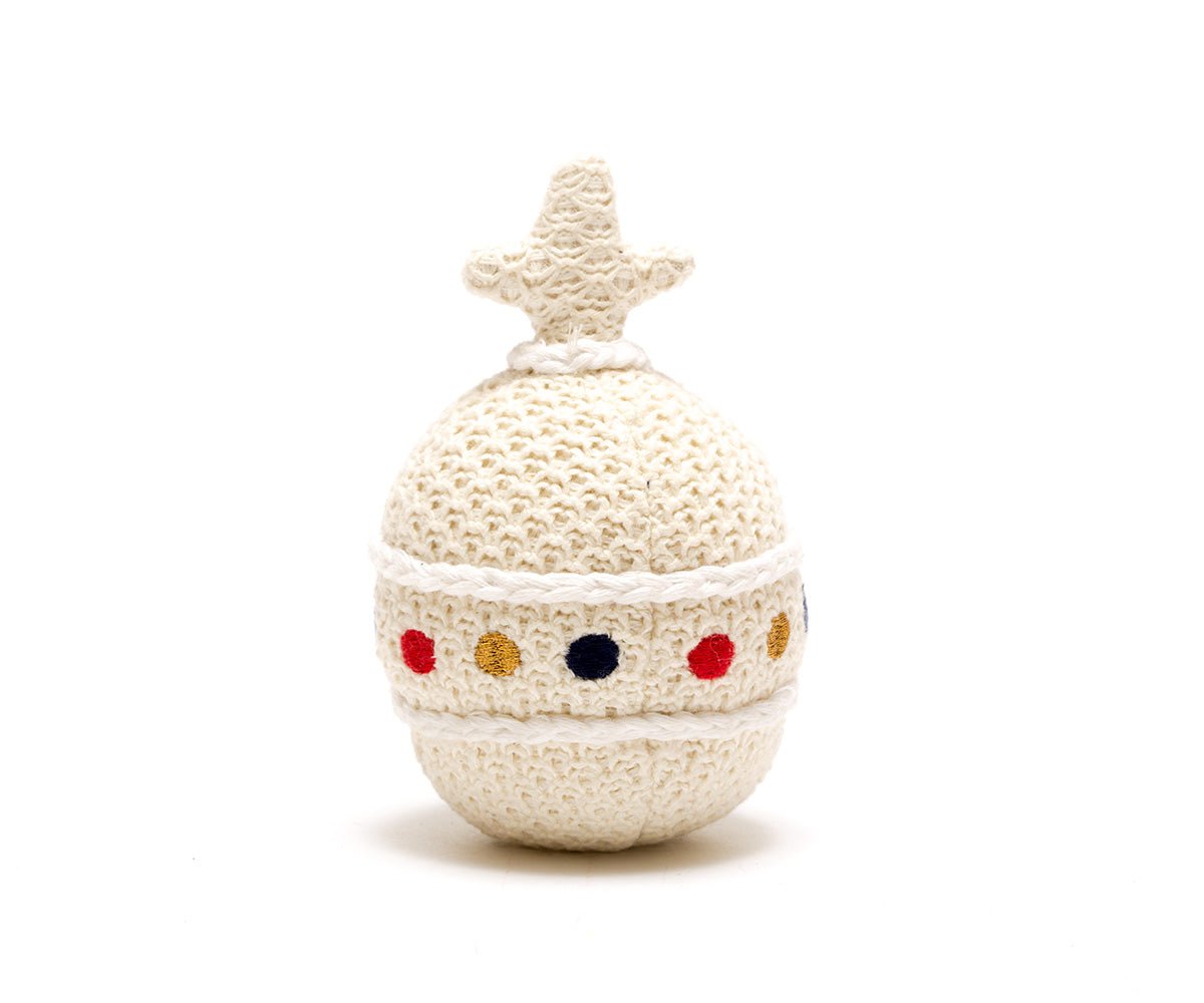 Knitted Organic Cotton Royal Orb Baby Rattle - BY5424 - Uneeka